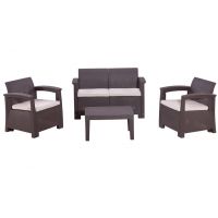 Диван и кресла RATTAN Comfort 4 Венге. Подушки бежевые. Диван и кресла RATTAN Comfort 4 Венге. Подушки бежевые.